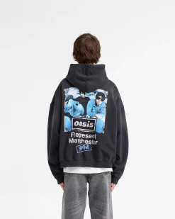 Represent X Oasis Maine Road Hoodie - Washed Black><noscript><img width=