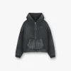 Represent Ribbed Zip Through Hoodie - Jet Black> Knitwear