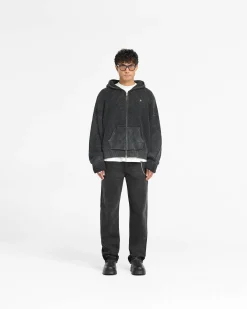 Represent Ribbed Zip Through Hoodie - Jet Black><noscript><img width=