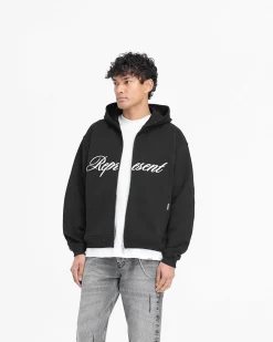 Represent Script Logo Zip Hoodie -> Hoodies