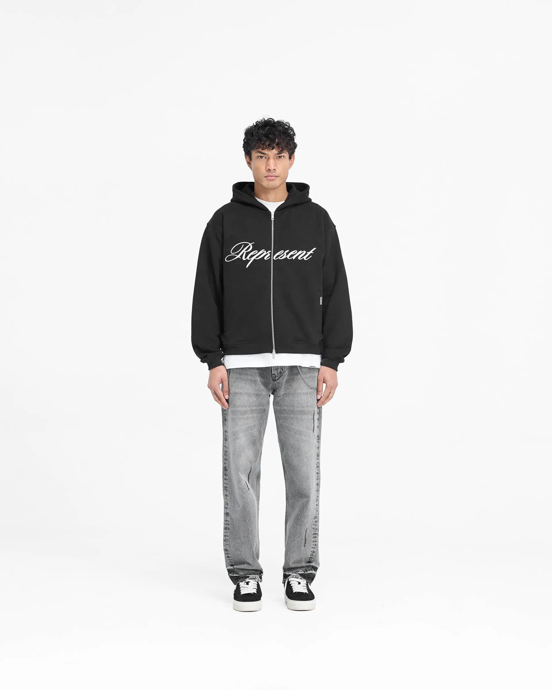 Represent Script Logo Zip Hoodie -> Hoodies