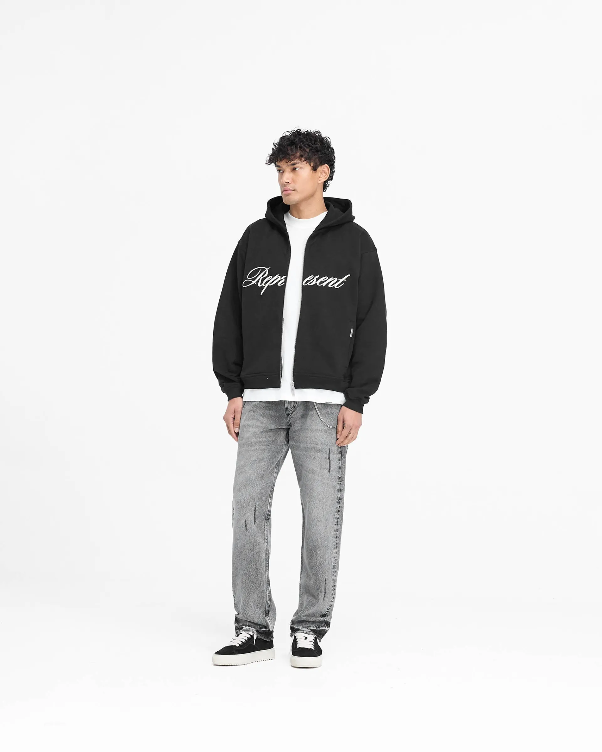 Represent Script Logo Zip Hoodie -> Hoodies