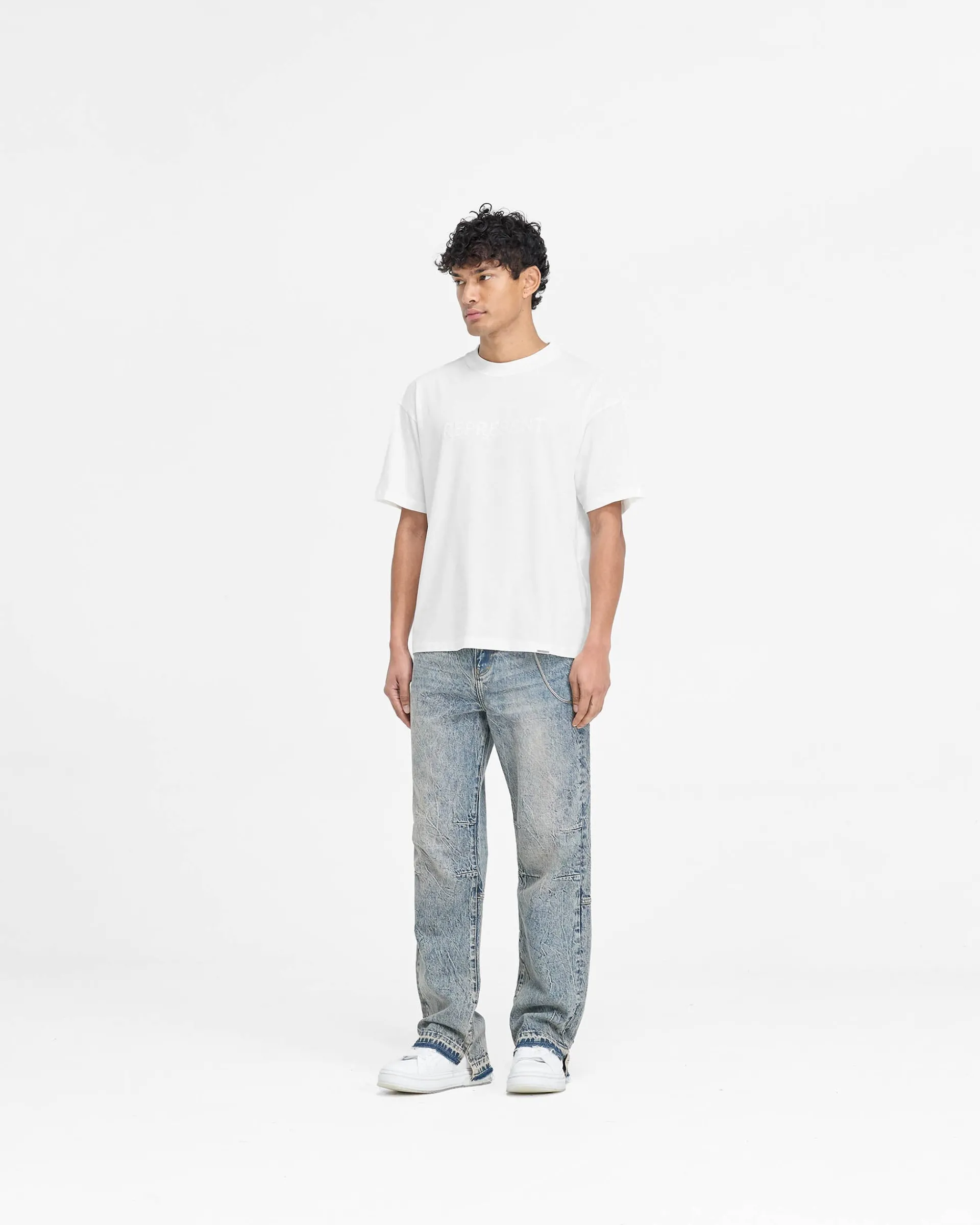 Represent Serif Logo T-Shirt - Flat White> T-Shirts