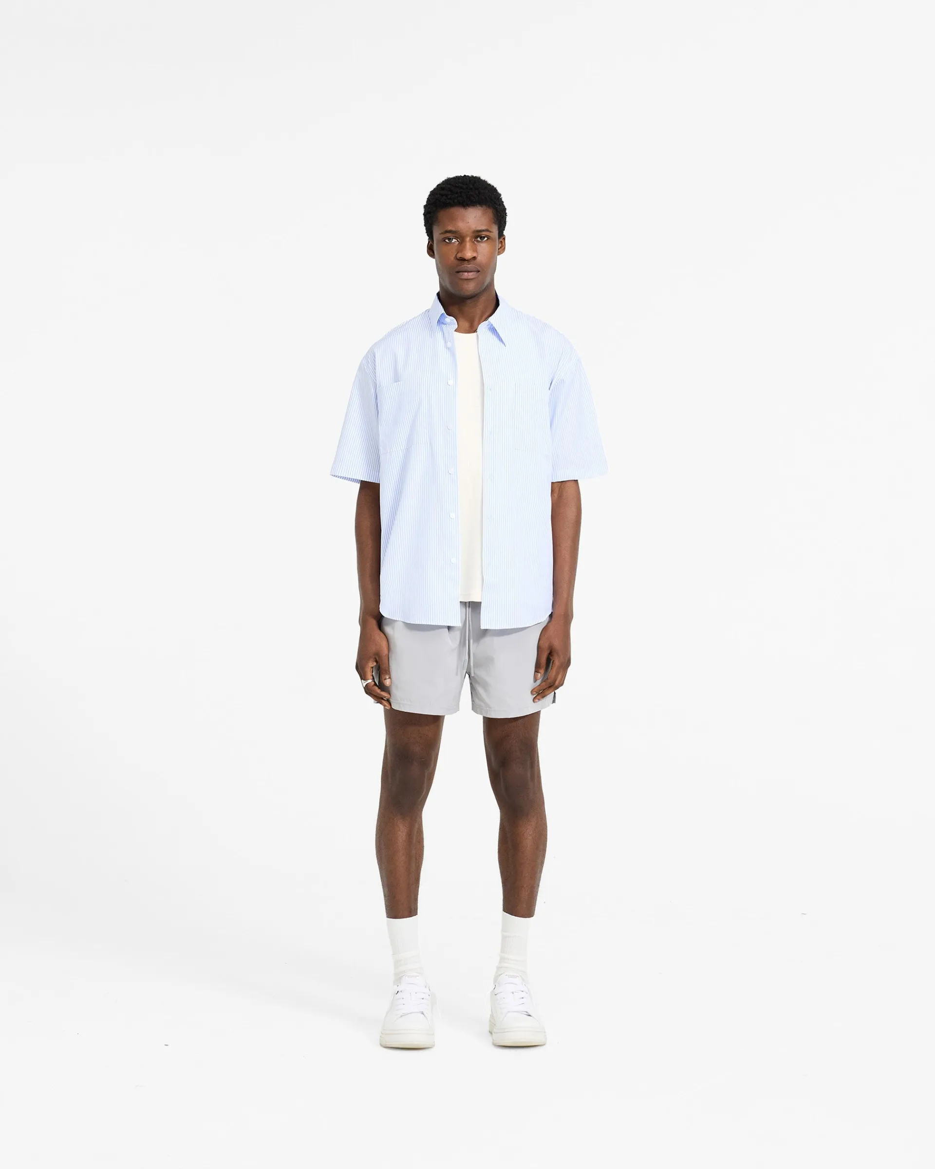 Represent Short Sleeve Pinstripe Shirt - Baby Blue> Shirts