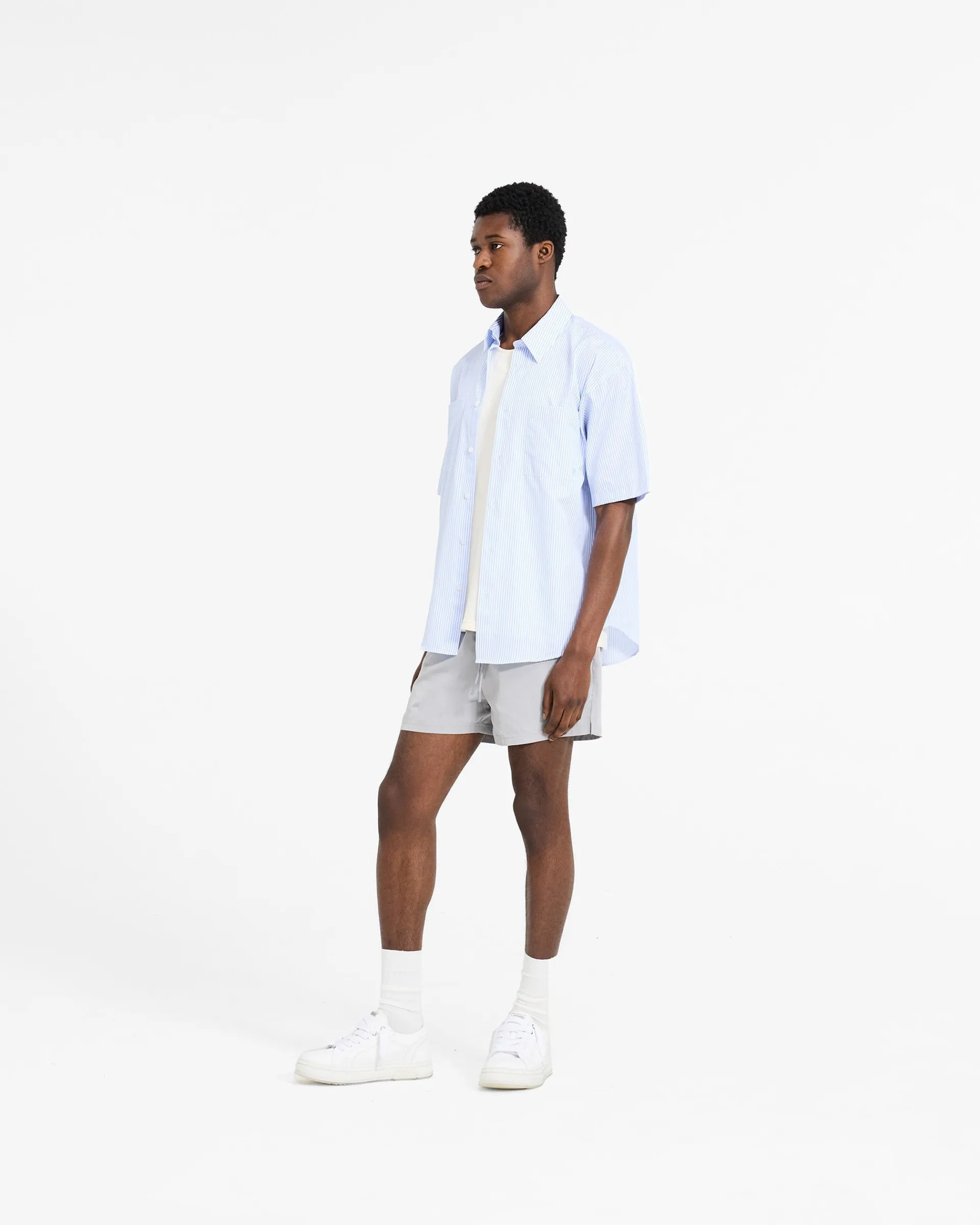 Represent Short Sleeve Pinstripe Shirt - Baby Blue> Shirts