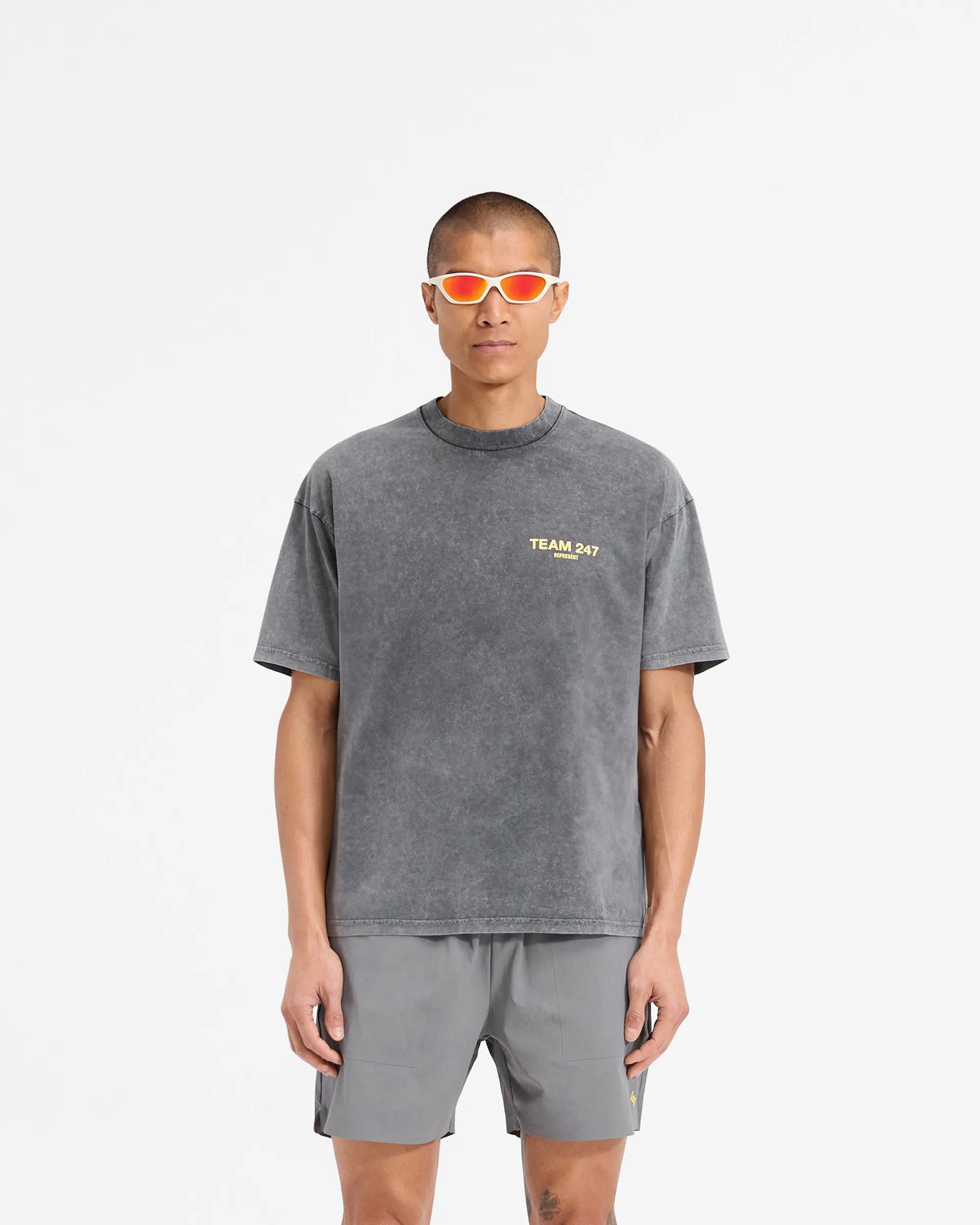 Represent Team 247 Oversized T-Shirt - Pewter Lemon> T-Shirts