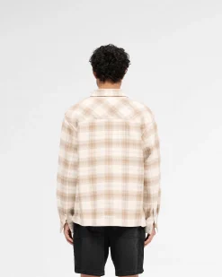 Represent Waffle Flannel Shirt - Mid Brown><noscript><img width=