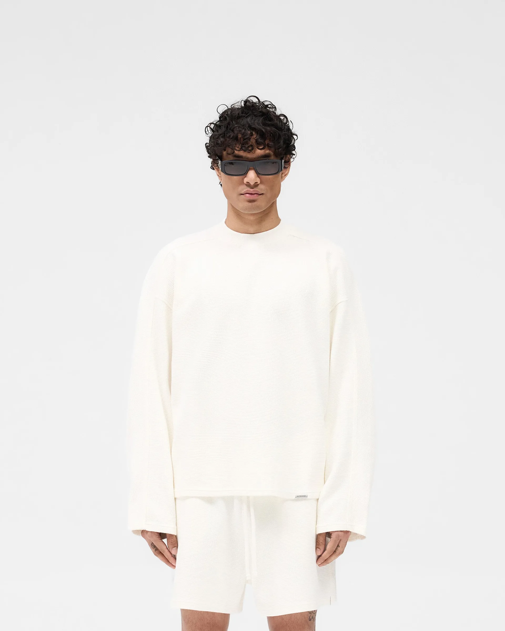 Represent Waffle Long Sleeve T-Shirt - Flat White> T-Shirts