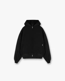 Represent Waffle Zip Through Hoodie - Jet Black> Hoodies