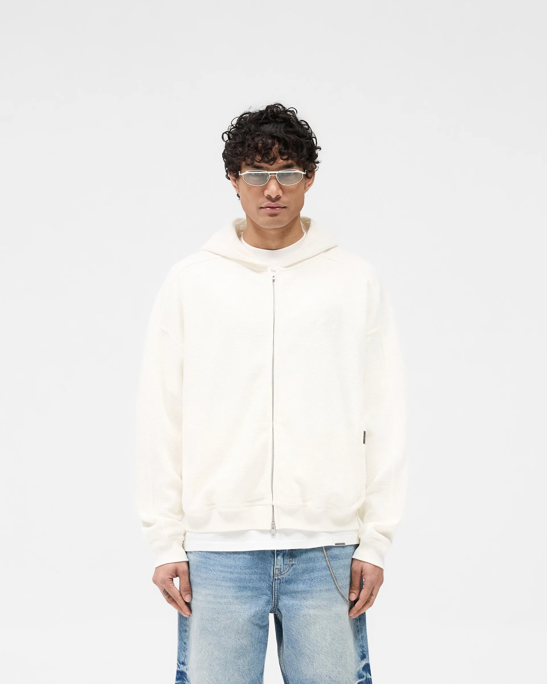 Represent Waffle Zip Through Hoodie - Flat White> Hoodies