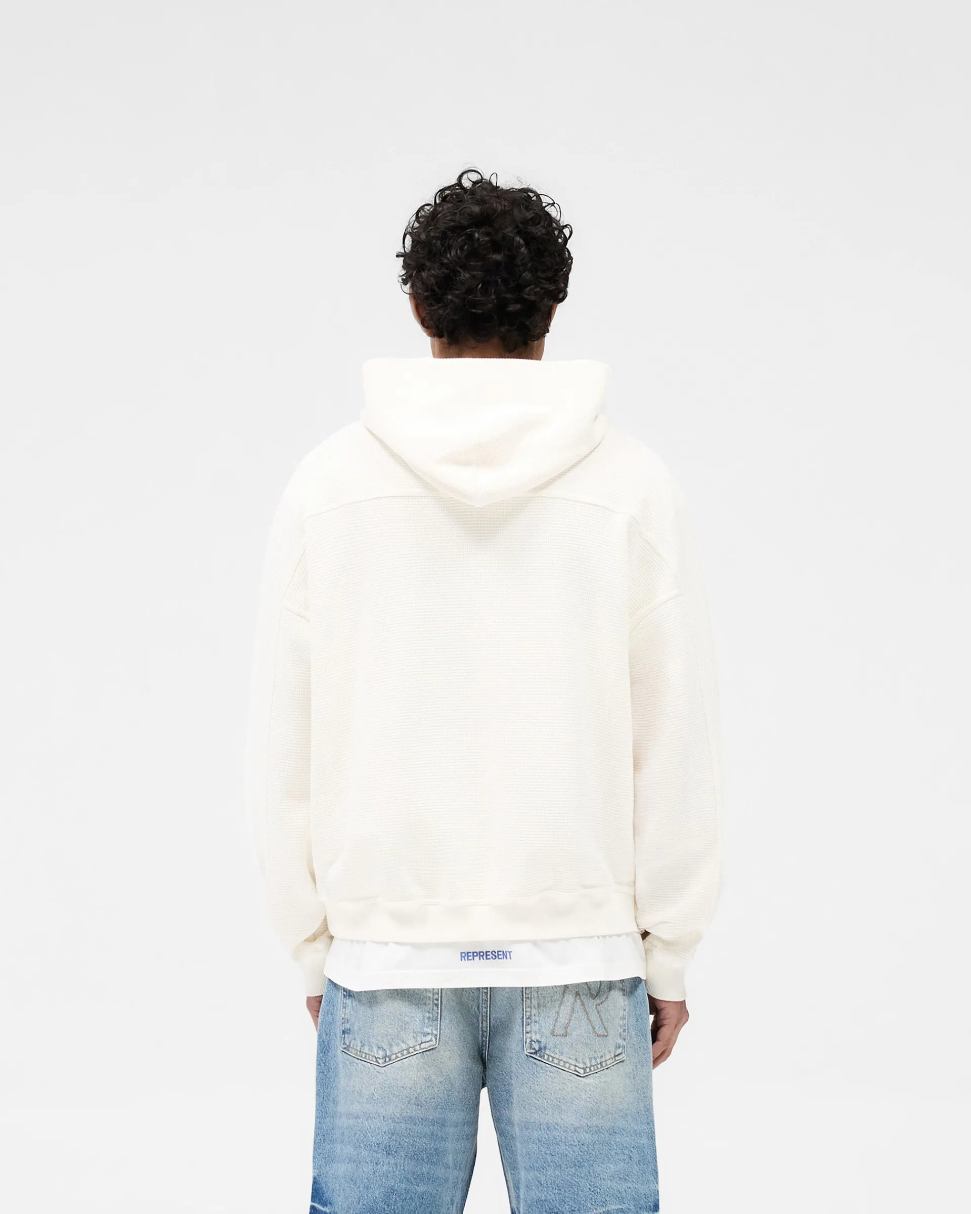 Represent Waffle Zip Through Hoodie - Flat White> Hoodies
