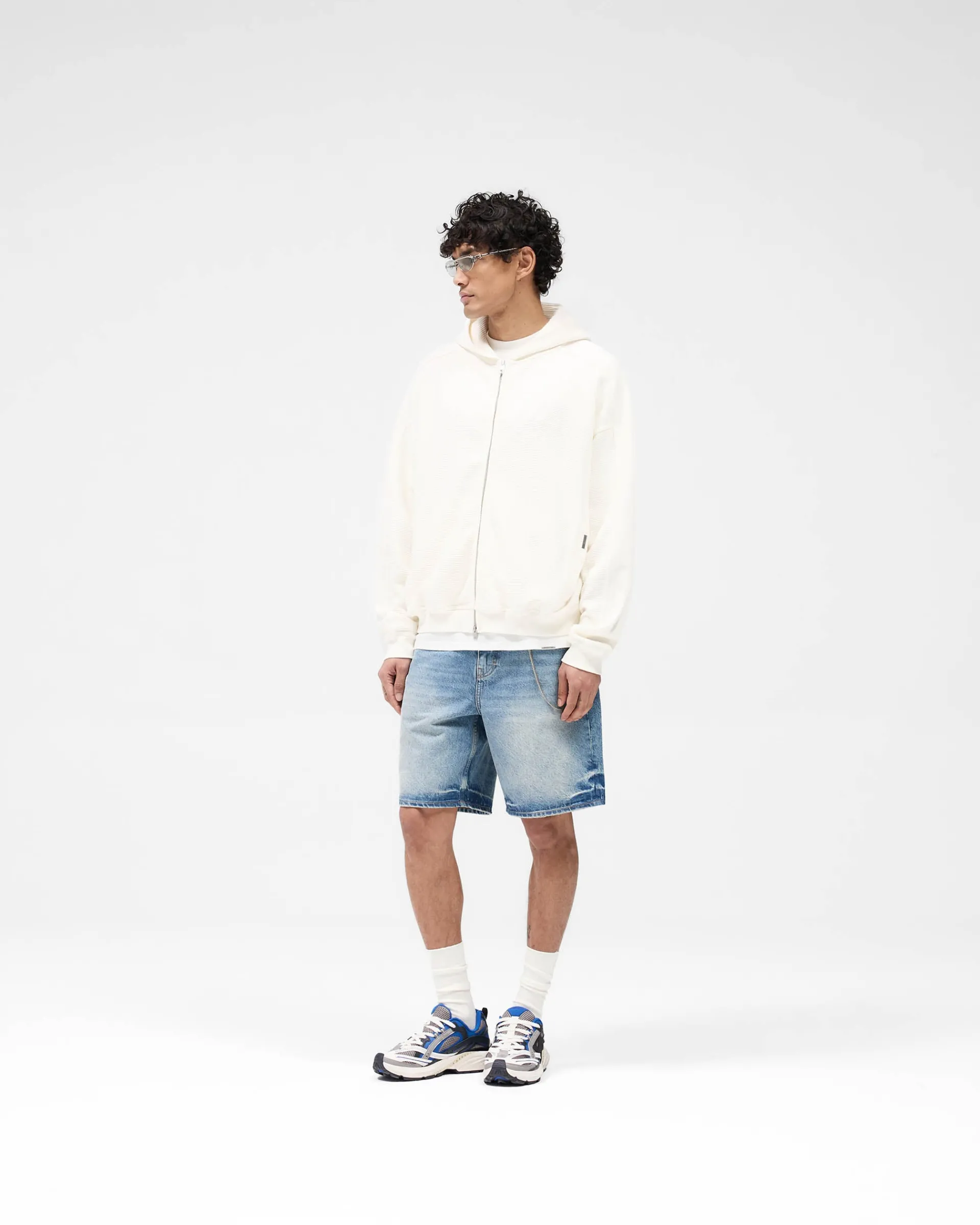 Represent Waffle Zip Through Hoodie - Flat White> Hoodies
