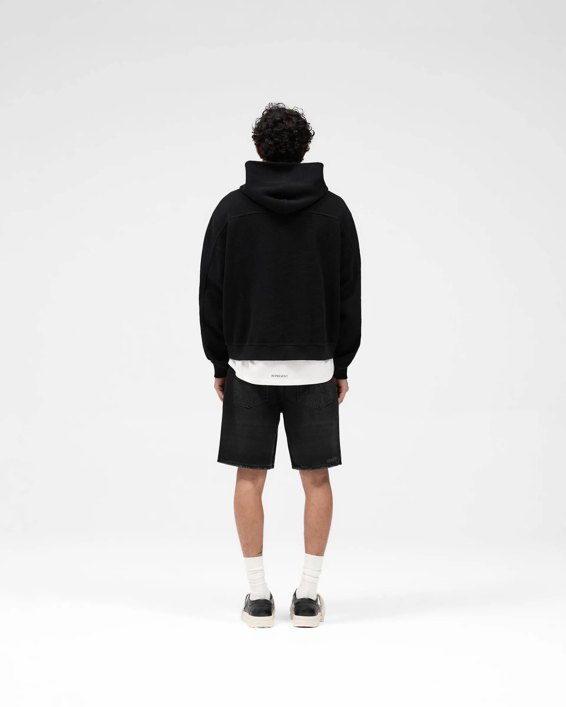 Represent Waffle Zip Through Hoodie - Jet Black> Hoodies