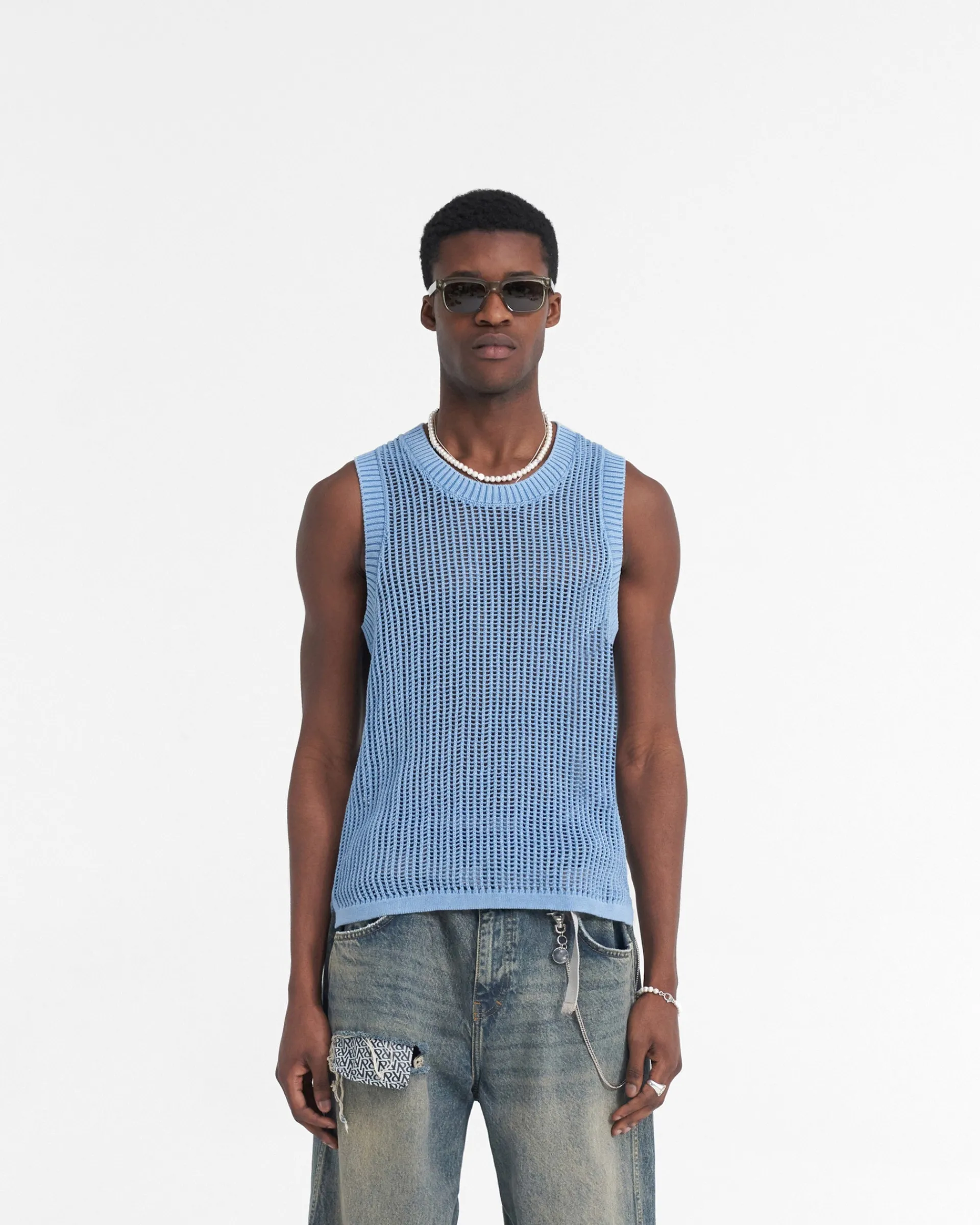 Represent Washed Knit Vest - Sky Blue> Knitwear | Vests