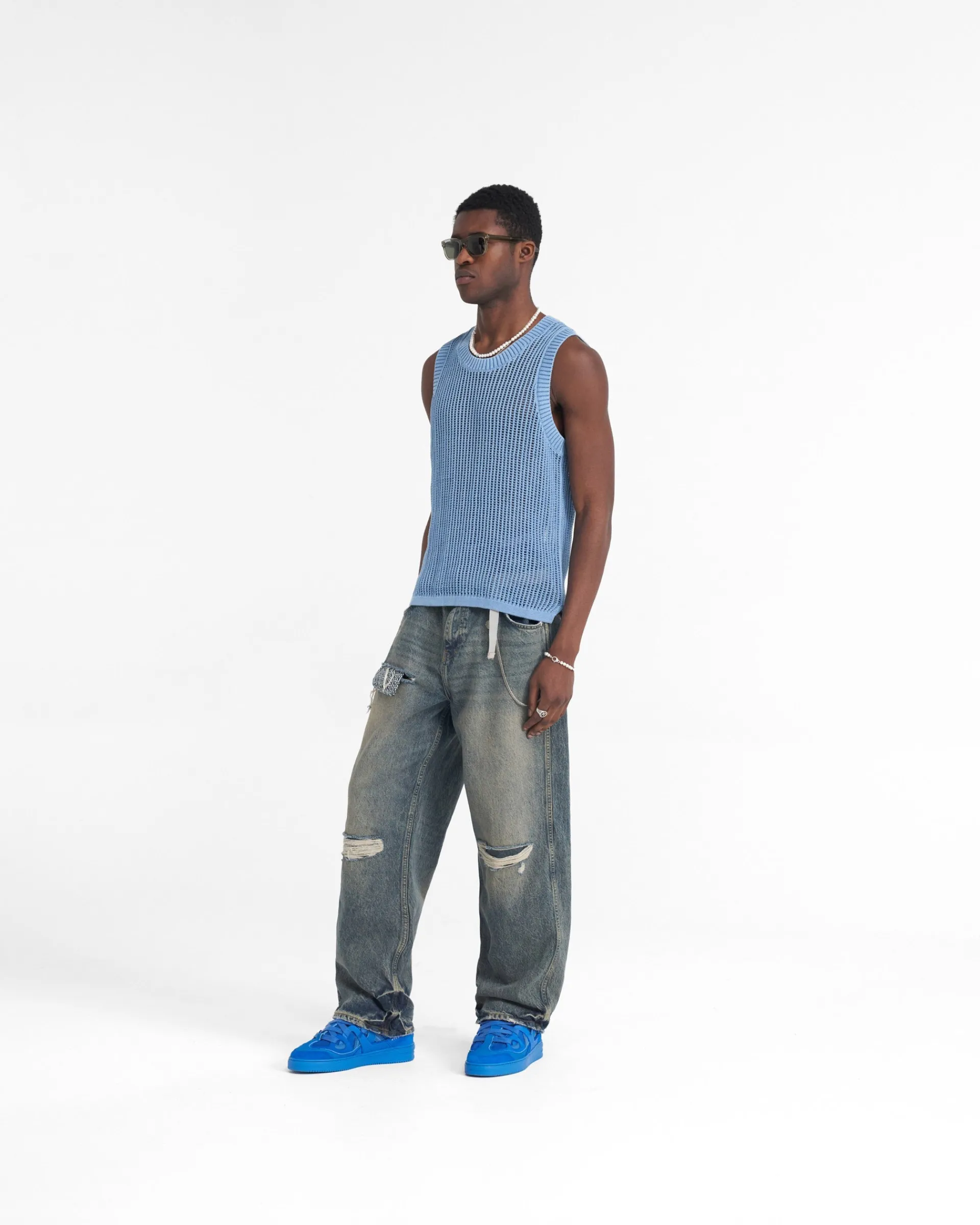 Represent Washed Knit Vest - Sky Blue> Knitwear | Vests